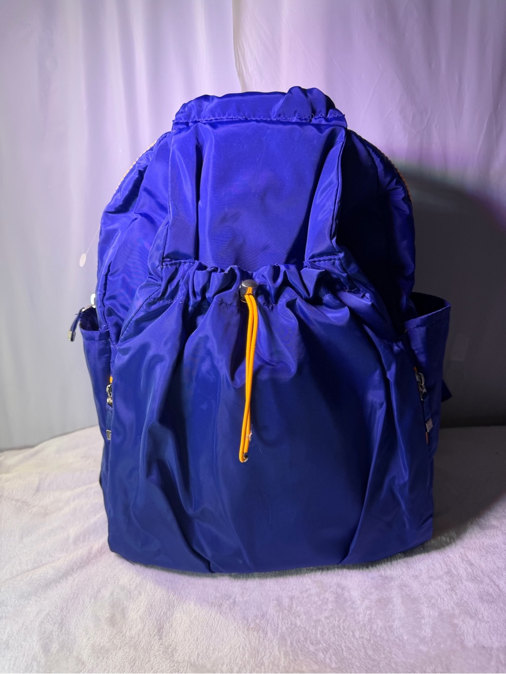 Baggallini Royal Blue Nylon Drawstring Backpack with Yellow Accent